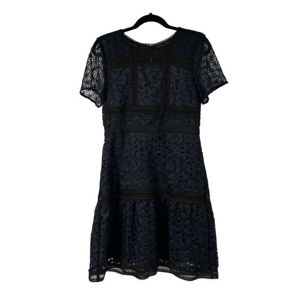 Ann Taylor Dark Blue & Black Lace Short Sleeve Dress - Picture 2 of 7